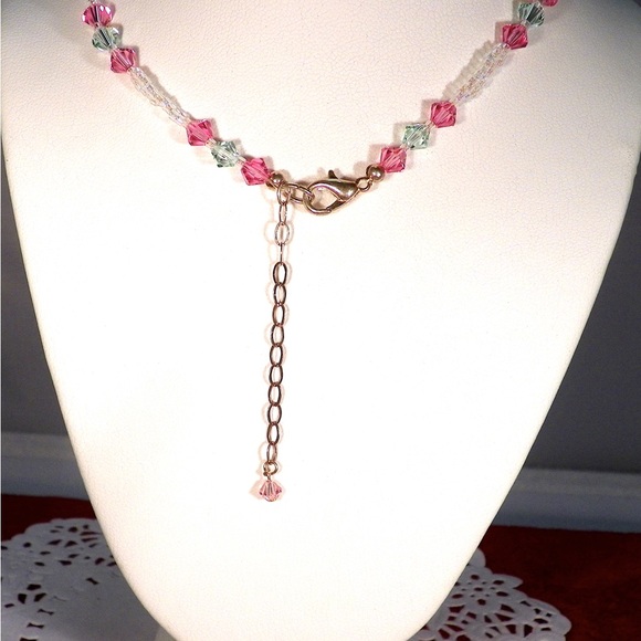 SOLD 
Handmade Rose Flower Crystal Necklace - Picture 4 of 4